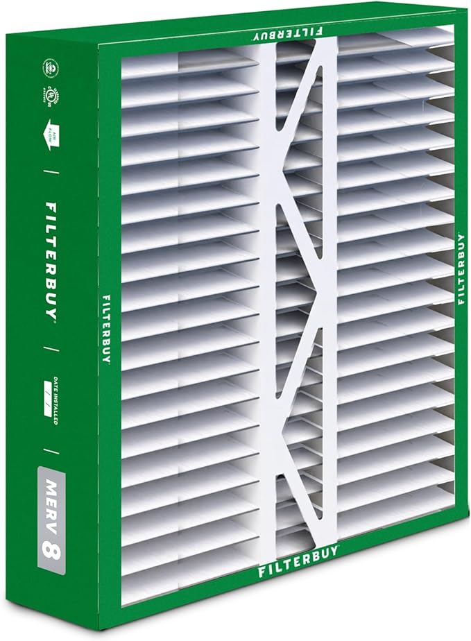 Filterbuy 20x20x5 Air Filter MERV 8 Essential Dust & Allergy Defense (3-Pack), Pleated HVAC AC Furnace Filters for Honeywell FC100A1011, Lennox X0585, and More (Actual Size: 19.63 x 19.88 x 4.38)