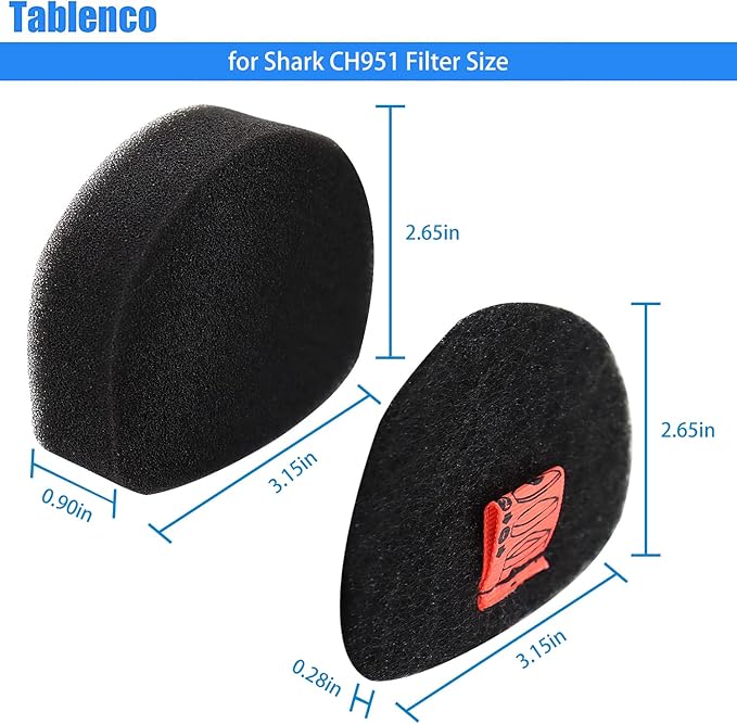 for Shark Cordless Handheld Vacuum UltraCyclone Pet Pro Plus Replacement Foam Felt Filters, Compatible with Shark CH901 CH950 CH951 CH951C CH900WM XL Dust Cup Filter, Part #XFTRCH900 2 Pack