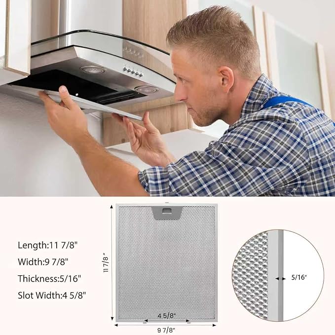 GE Range Hood Filter Replacement WB02X24871-3 Pack by oneket, 11-7/8"×9-7/8"×5/16" Metal Grease Filters, Compatible with GE JVW5361EJ1ES JVW5361EJ2ES JVW5361SJSS JVW5361BJ1TS