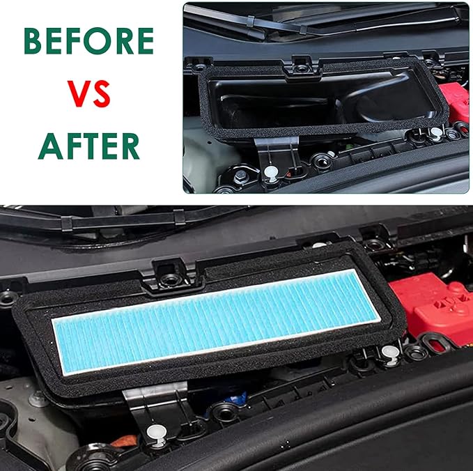 2 Pack Air Filter HEPA Replacement Accessories Compatible with Tesla Model 3 2025 2024 2023 2022 2021 Cabin Filter Kit Intake Protector Cover Adapter Exterior HEPA Intake Filter Protection Interior