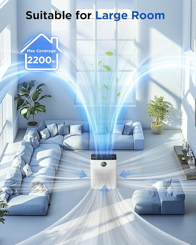2 Pack MOOKA PR1 Genuine Air Purifier Replacement Filter, H13 True HEPA Air Purifiers for Home Large Room up to 2200sq.ft, with Washable Pre Filter, Removes Pollen Dander Smoke Pet Hair Dust