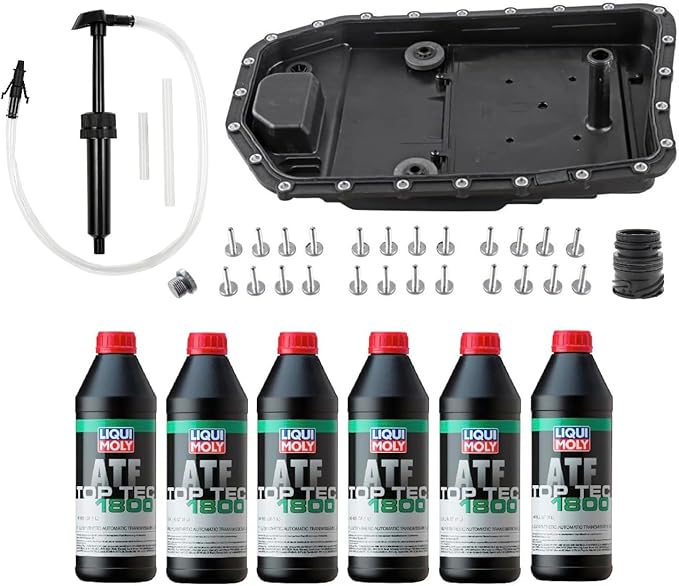 Auto Transmission Service Kit (Oil Pan+Filter+Gasket+24 Bolts + Pump) + 6L ATF for BMW Select Models (ZF-6HP19 Trans.)