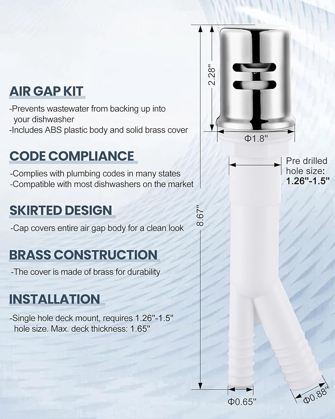 Kitchen Faucet with Air Gap: WOWOW Stainless Steel Kitchen Sink Faucet and Dishwasher Air Gap Kits for Kitchen Sink 2 or 4 Hole, Polished Chrome Kitchen Faucet Combo with Sprayer