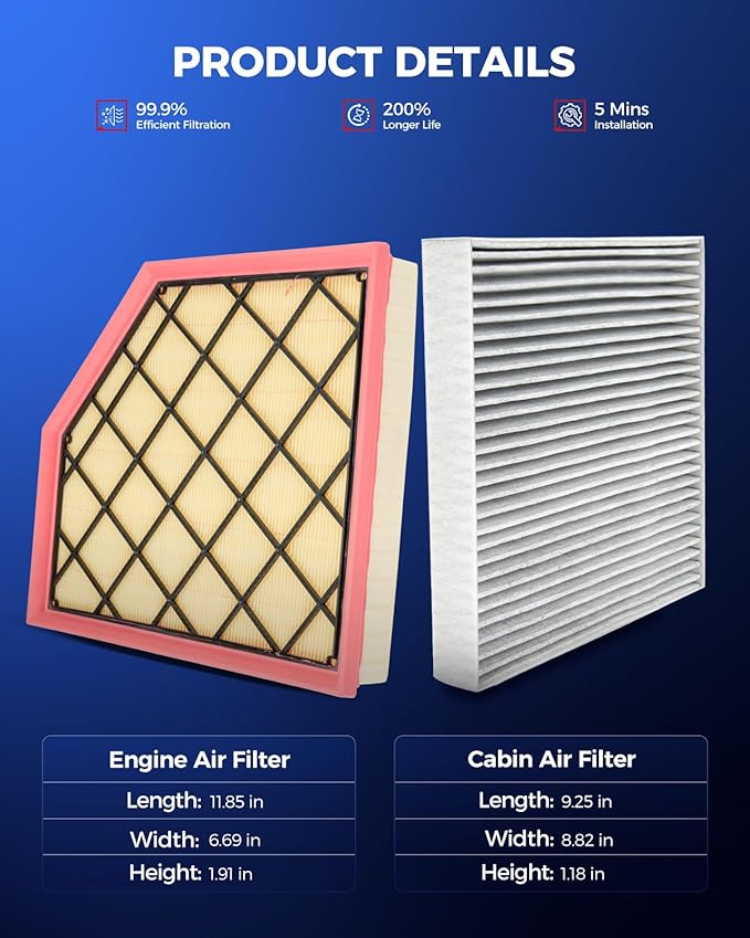 KAX Engine & Cabin Air Filter Kit, Replacement for Honda Odyssey 2011-2017, Replace# CA11042 CF10134