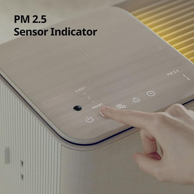 COWAY Air Purifiers for Home Up to 1,298ft², Washable Pre-Filter and Particulate Filter for Smoke, Allergies, Pet Dander, Odor, AQI, Smart Mode, Wireless Charger, Timer, 5yr Warranty, Icon