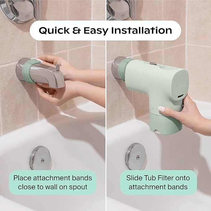 Canopy Baby Bath Tub Filter – Gentler Water Filtration for Delicate Skin | Reduces Chlorine & Irritants | BPA-Free Silicone Spout Cover | Easy Tool-Free Install | Activated Carbon Filtration