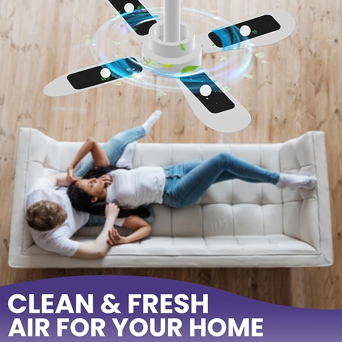 Kodia Ceiling Fan Filters for Blades – Activated Carbon Air Purifier Pads for Dust & Odor Control – Universal Fit Fan Filters with Lavender Scent – 10 Pack + 10 Deodorizing Tablets