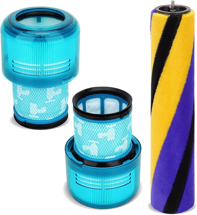 Brush Roller and Filter Compatible with Dyson V15 Detect/V15 Detect Plus Vacuum Cleaner, V15 Accessories Replacements Parts #970013-02 & 971634-01