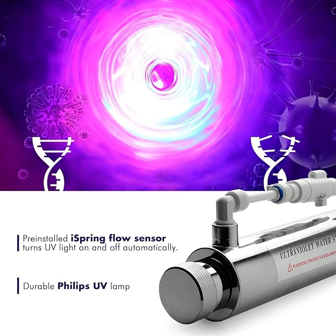 iSpring RCC7AK-UVF3 Value Pack, Alkaline UV 7-Stage Under Sink Reverse Osmosis Water Filter System, Patented Easy-Mount Faucet for Effortless Installation, Additional 3 Pre-Filters Included