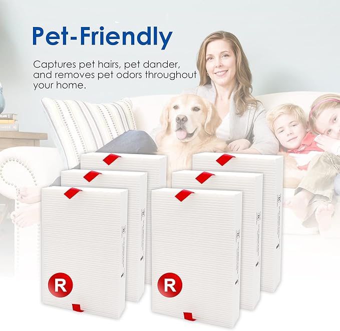 Flintar Replacement Filter R, Compatible with Honeywell Air Purifier HPA300, HPA200, HPA 100 and HPA 5000 Series, HRF-R6, 6-Pack