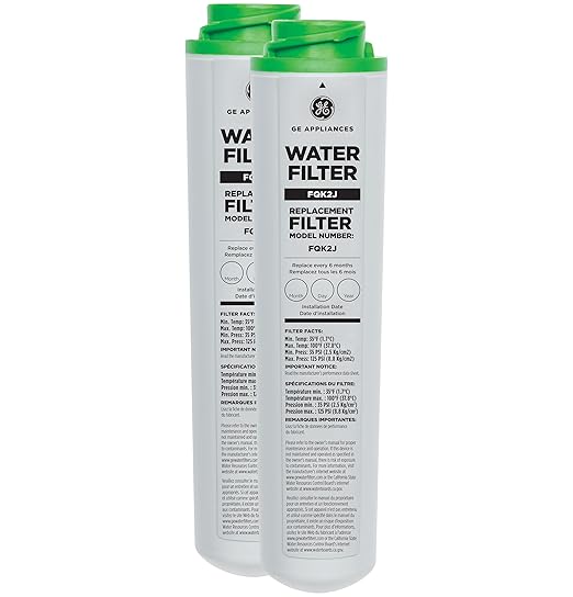 GE Under Sink Water Filter Replacement, Dual Flow, Reduces Sediment, Rust & Other Impurities from Water, Fits GXK255TBN Under Sink Filtration System, Replace Every 6 Months, FQK2J, 2 Filters