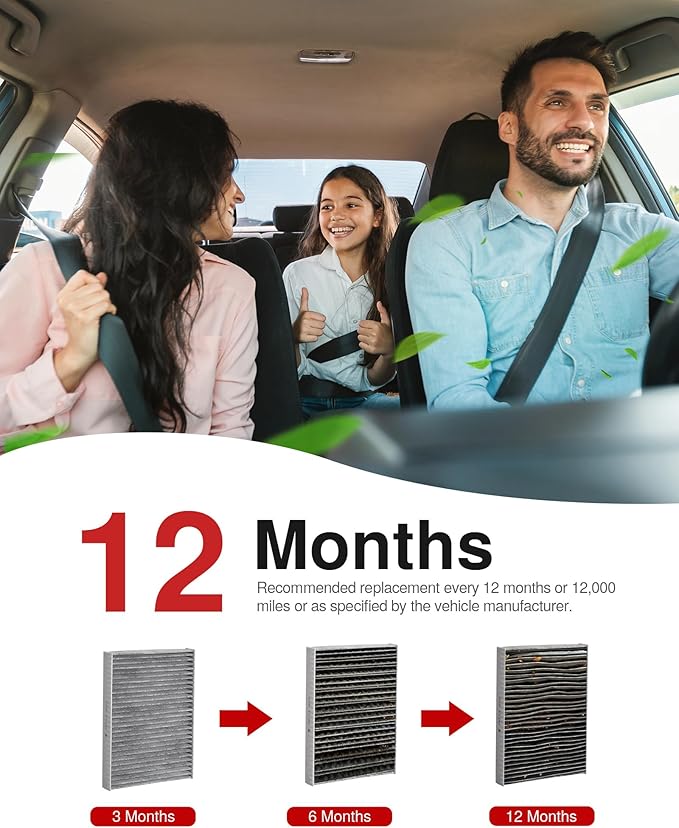 Puroma Cabin Air Filter with Activated Carbon, Replacement for CF11854, CAF1941P, Nissan: 27277-4BU0A and B7277-4BU0A, Compatible with Nissan Qashqai, Rogue, Rogue Sport