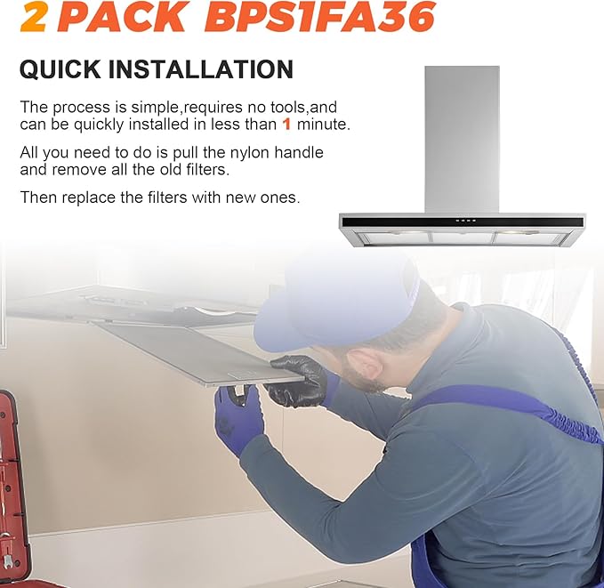 𝟮𝟬𝟮𝟲 𝗨𝗽𝗴𝗿𝗮𝗱𝗲+𝟭𝟬% 𝗔𝗹𝘂𝗺𝗶𝗻𝘂𝗺 BPS1FA36 Range Hood Filter 2 Pack 11-3/4" X 17-1/4" X 3/8" Fit for Broan NuTone Allure Sears 36" WS1, WS2, QS1, 5260-36" Series Hood Grease by Beaquicy