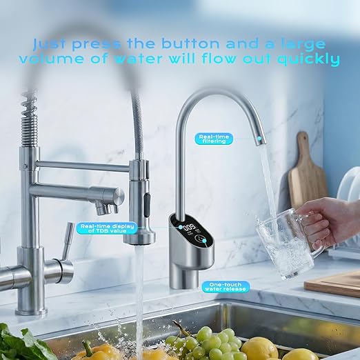 800G Reverse Osmosis Water Purifier, Under Sink RO System with Digital Faucet, 2.1L/min Fast Flow, 2:1 Drain Ratio, 4000L Total Capacity, Filter Replacement Alert, Tankless