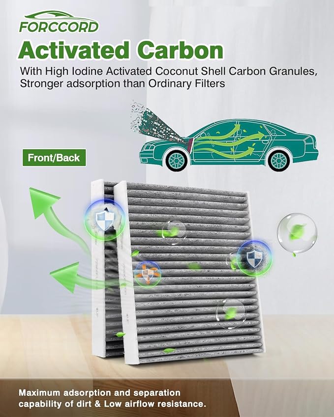 2-Pack Cabin Air Filter Fits for Subaru Ascent, Crosstrek, Impreza, Legacy, Outback, Toyota C-HR, Corolla, Prius, RAV4, Venza Activated Carbon Replacement 72880-FL00A Car Accessories