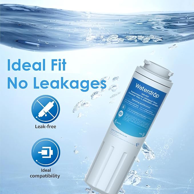 Waterdrop UKF8001 Refrigerator Water Filter 4, Replacement for Whirlpool® EDR4RXD1, EveryDrop® Filter 4, Maytag® UKF8001AXX-750, UKF8001AXX-200, 46-9006, Puriclean II, WF-UKF8001, 4 Filters