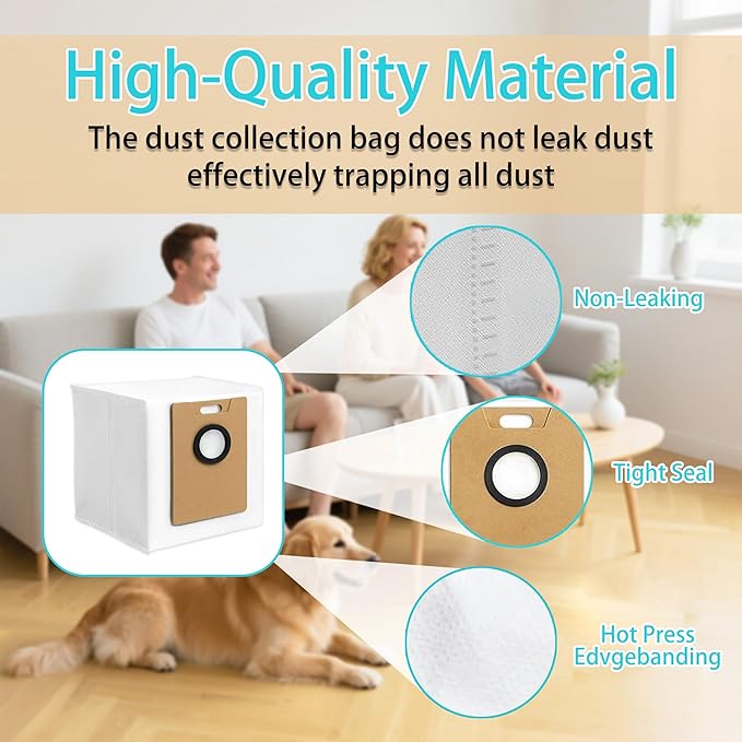 12 Pack Disposable Dust Bags Compatible with Tapo RV30 Max Plus / RV20 Max Plus Robot Vacuum Cleaner 3L Bag
