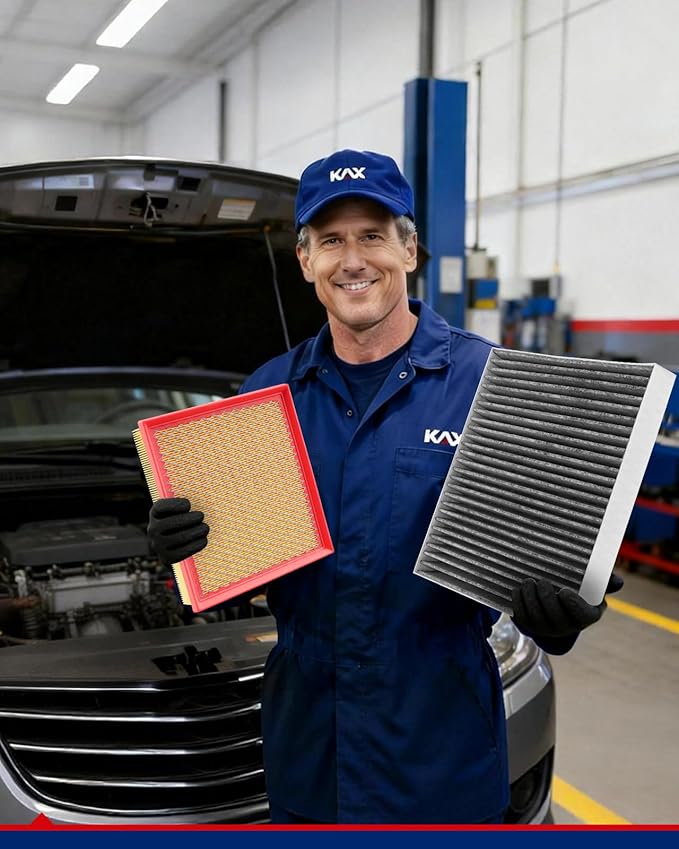 KAX Engine & Cabin Air Filter Kit, Replacement for Dodge Journey 2011-2019 3.6L, Avenger 2011-2014 3.6L, Chrysler 200 2011-2014 3.6L, Replace# CA11170 CF10729