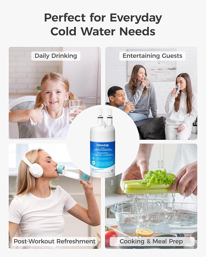 Waterdrop EDR1RXD1 Replacement for Everydrop® Filter 1,W10295370A, EDR1RXD1B, P8RFWB2L, P4RFWB, Kenmore® 46-9081, 46-9930, WD-F38 Refrigerator Water Filter, 2 Filters