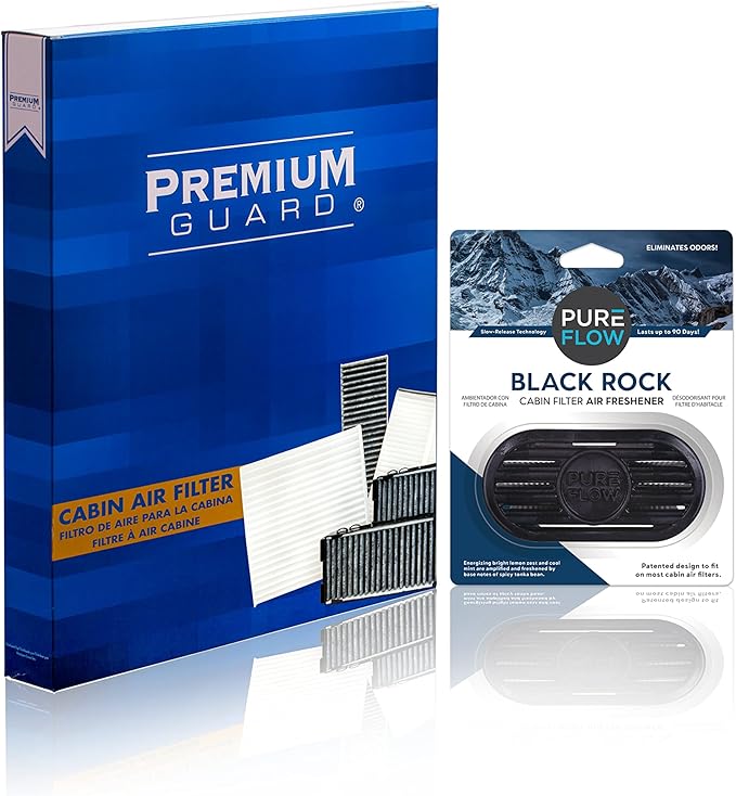 Premium Guard Cabin Air filter PC99273 with Black Rock Cabin Filter Air Freshener | Fits 2017-19 Hyundai Ioniq, 2017-22 Kia Niro, 2019-22 Niro EV