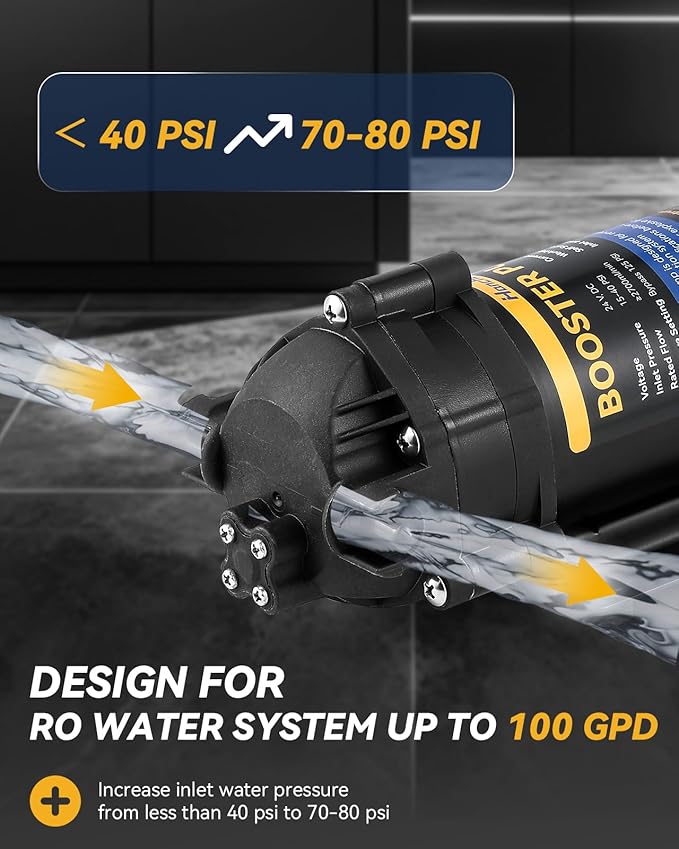 Hanchen Booster Pump Complete Kit for Home RO Reverse Osmosis Water Purification System, Quick-Connection Design, High Pressure Switch