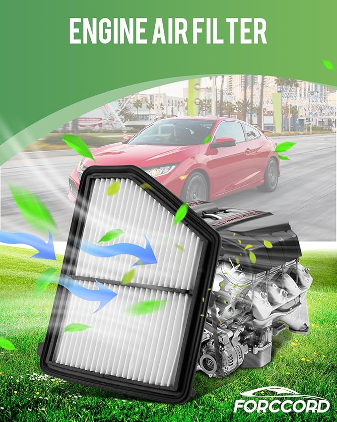 Cabin and Engine Air Filter Fit for Honda Civic (2.0L Gas) 2016-2023 2024 2025 2026 Naturally Aspirated Only Activated Carbon Cabin Filter Replacement CF11182 CA12051 Car Accessories