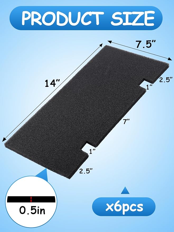 Acostop RV Air Conditioner Replacement Filters - 6 Pack 7.5''x14''x0.5'' AC Filter Compatible With Dometic Filter Numbers 3313107.103 & 3105012.003, A/C Filters Replacement for RV Accessories (40PPI)
