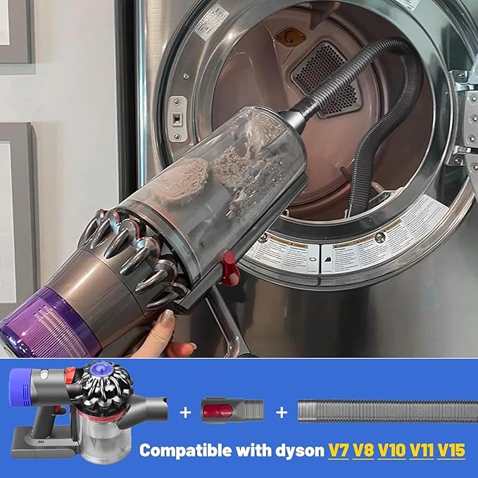Dryer Vent Cleaner Kit Compatible With Dyson V15 V12 V11 V10 V8 V7 Gen5 Vacuum Cleaner with Dryer Lint Brush and Hard Bristle Crevice Cleaning Brush