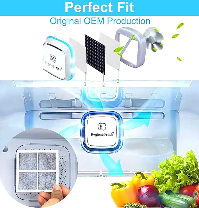 for LG Refrigerator Air Filter Replacement for LG LT120F, ADQ73214402, ADQ73214403, ADQ73214404, ADQ73334008, LMXS30776S and for Kenmore Elite 46-9918, 469918, for Fridge Air Filter (3 Count)