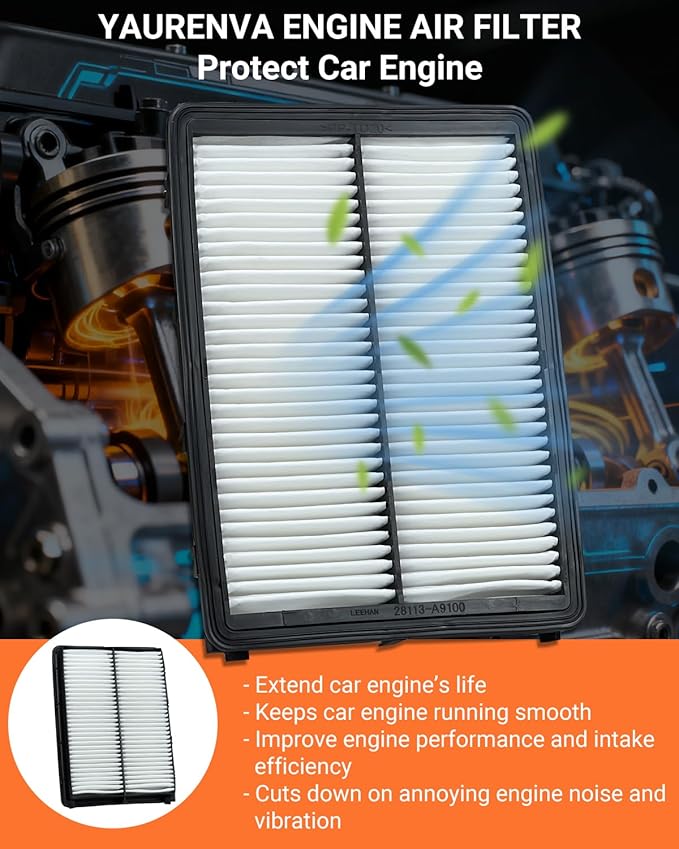 Engine & Cabin Air Filter Kit with Activated Carbon, Fit for 2020 2021 2022 2023 2024 2025 Kia Telluride 3.8L, 2019-2020 Hyundai Santa Fe 2.0L/2.4L, Replace 97133J5000, 28113A9100, WP10367, 971333M000