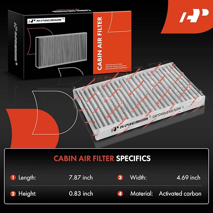 A-Premium Cabin Air Filter w/Activated Carbon Compatible with Jeep Wrangler 2020-2023, Gladiator 2021-2023, 3.0L, Diesel Only, Located Behind Glove Box