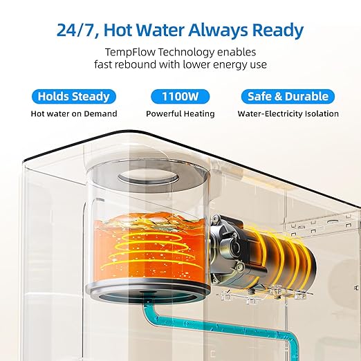 MIZUDO Reverse Osmosis Water Filter Tankless, 9 Stage Reverse Osmosis System, Instant Hot/Cold Water Dispenser, Smart WiFi 800GPD Reverse Osmosis Under Sink, 3:1 Pure to Drain, Child Safety Lock