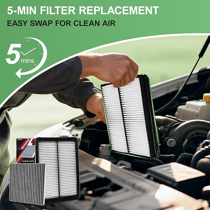 Cabin and Engine Air Filter Kit for Hyundai Sonata 2020-2025, Tucson 2022-2025, Santa Cruz 2022-2025, Santa Fe 2021-2025,For Kia K5 2021-2025,Sorento 2021-2025,For Sportage 2023-2025 – Not For Hybrid