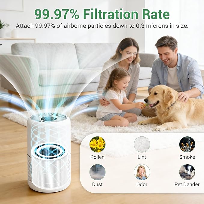 2 Pack Core 300 Replacement Filter, Compatible with Levoit Core 300, Core 300S Air Purifier, Compare to Core 300-RF models, 3-in-1 H13 True HEPA & Activated Carbon Filter, White
