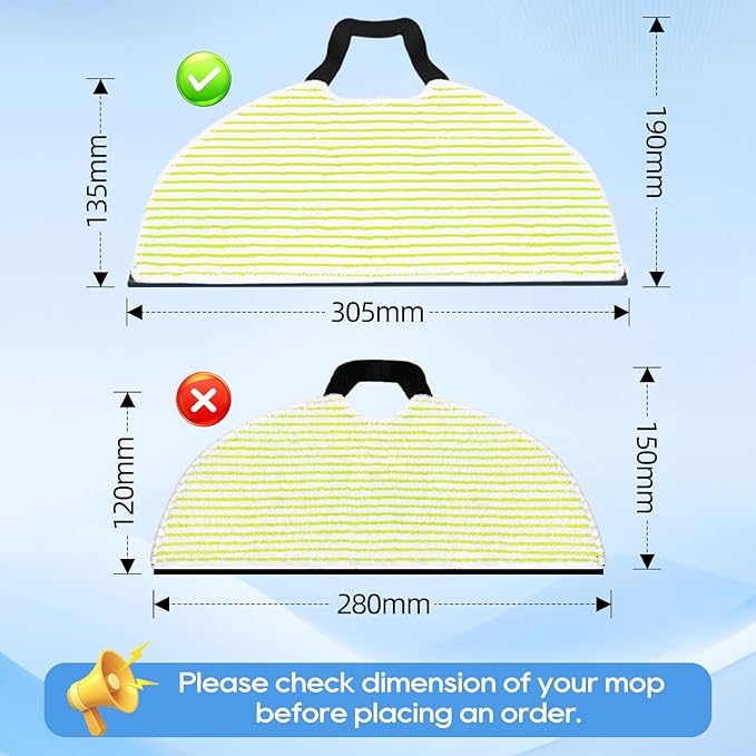 6-Pack Mop Pads Compatible for Shark Matrix Plus AI Ultra 2-in-1 Robot Vacuum AV2610WA, RV2610WA, RV2610BTUS, AV2620WA, AV2630WA, RV2410WD, RV2402WD