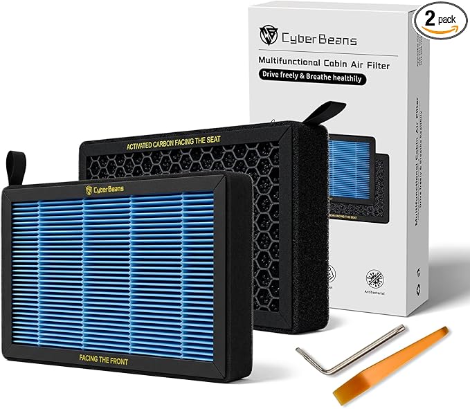 Air Conditional Replacement with Activated Carbon for Tesla Model 3 Model Y HEPA Cabin Air Filter Accessories 2016-2024/2025/2026 Juniper Highland Upgraded Version(2 Pack)
