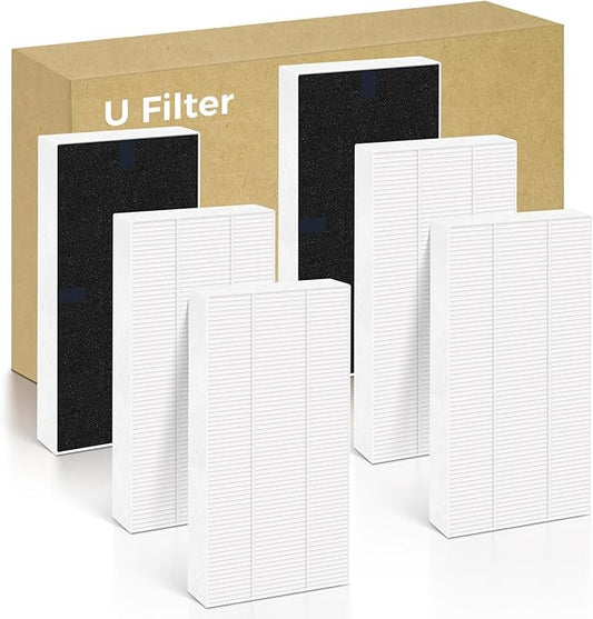 6 PACK U Filter Replacement Compatible with Honeywell HHT270, HHT290 and Compatible with Febreze FRF102B, True HEPA High-Efficiency Activated Carbon Filter for Home Large Room