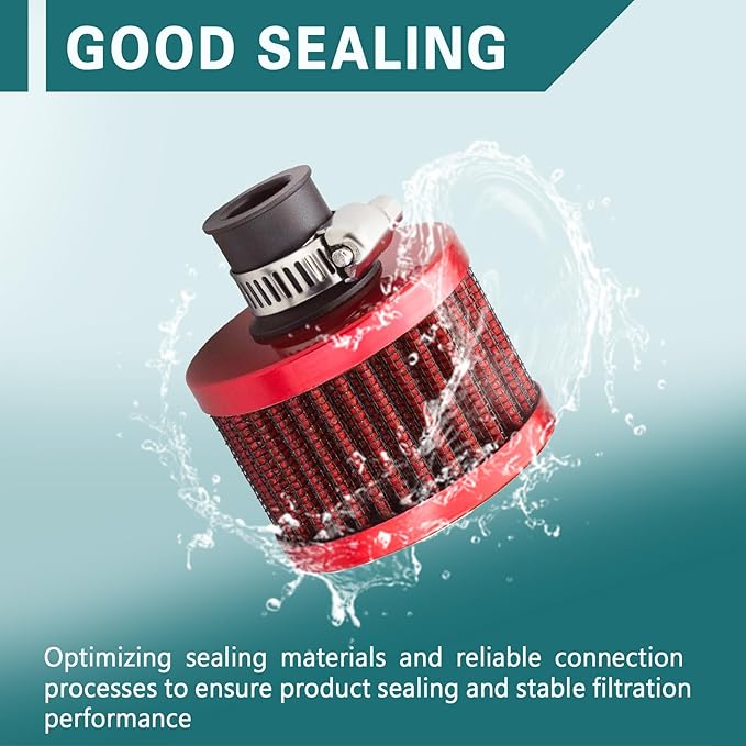 12mm Air Filter Intake Filter Breather, Valve Cover Breather, Mini Universal Motor Cone Cold Clean Air Intake Filter Turbo Vent Breather, Vehicle Engine Air Filters Suitable for Cars Motorcycles