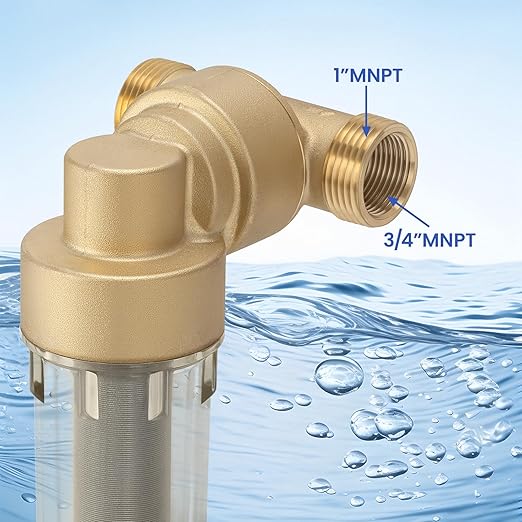 Solimeta 360° Mountable Spin Down Sediment Water Filter with Two 3/4" Push-to-Connect Fittings, 50 & 100 Micron