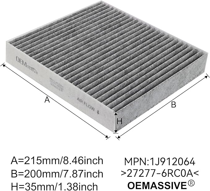 27277-6RC0A Cabin Air Filter Automotive Replacemant Compatible with Nissan Rogue 2021-2023,Pathfinder 2022-2023 Replace 27277-5NA1A,27277-6CA1A,CF12552