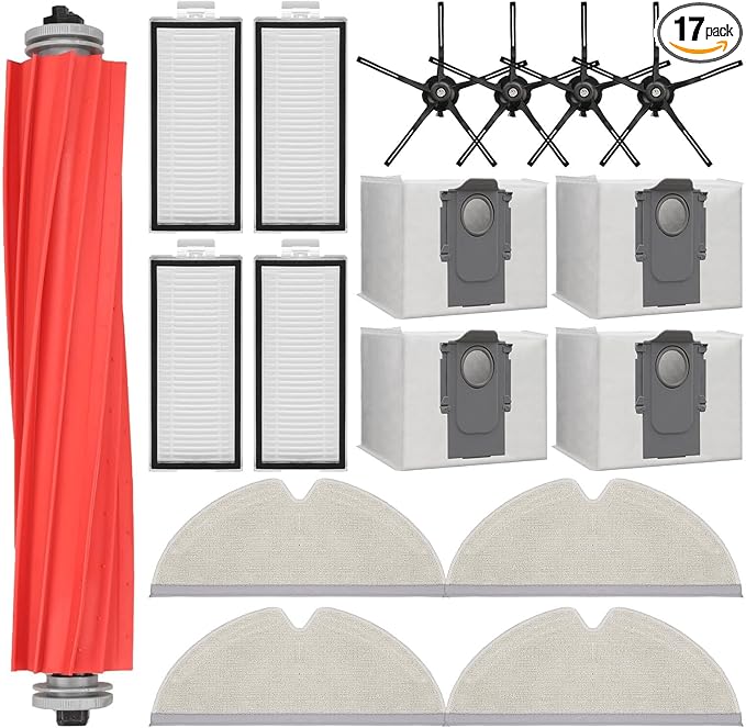 Replacement Parts For Roborock Q7 Q7+ Q7 Max Q7 Max+ Plus Robot Vacuum Cleaner Accessories Kits. Rubber Main Roller Brush, HEPA Washable Filter, Dust Bag, Mop Cloth, Side Brush, Robotic Vacuum Cleaner
