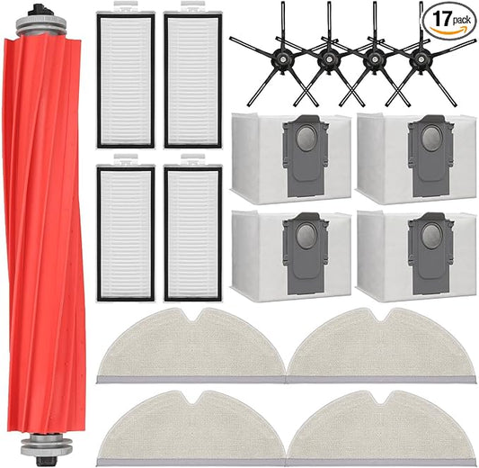 Replacement Parts For Roborock Q7 Q7+ Q7 Max Q7 Max+ Plus Robot Vacuum Cleaner Accessories Kits. Rubber Main Roller Brush, HEPA Washable Filter, Dust Bag, Mop Cloth, Side Brush, Robotic Vacuum Cleaner