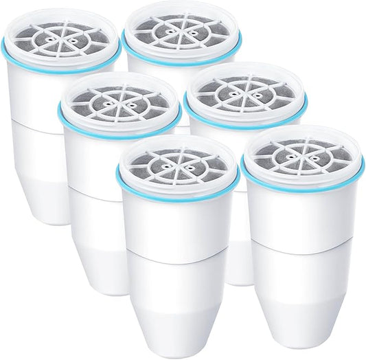 VIPHASES Upgraded 6-Stage 0 TDS Water Filter Replacement for ZR-001, ZR-017, ZR-004, Removes 99.99% Lead, Chlorine, Fluoride, PFOA/PFOS, 6-Pack