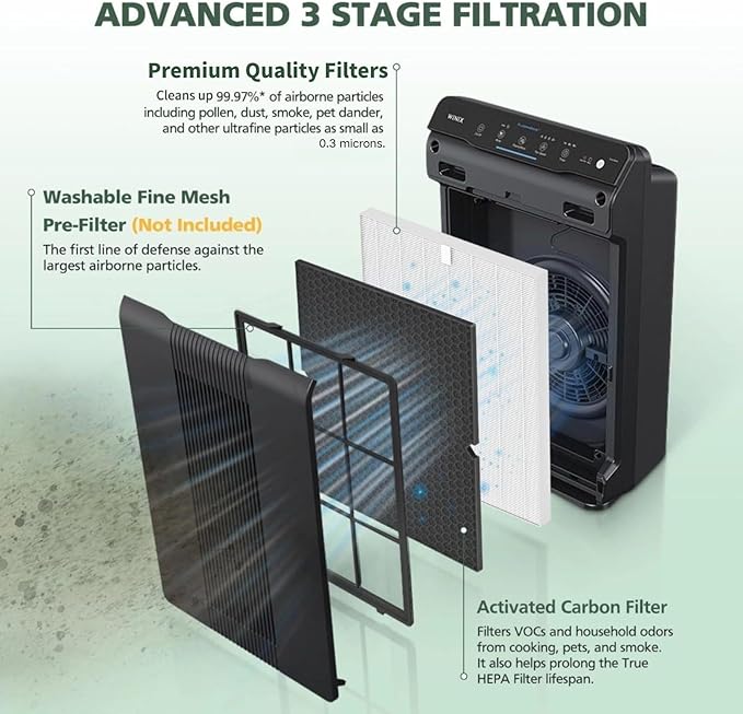116130 Filter H Replacement Compatible with Winix 5500-2 5520 AM80 Plasmawave Air Purifier, 2 Pack Filters & 2 Pack Activated Carbon Filters Combo Pack