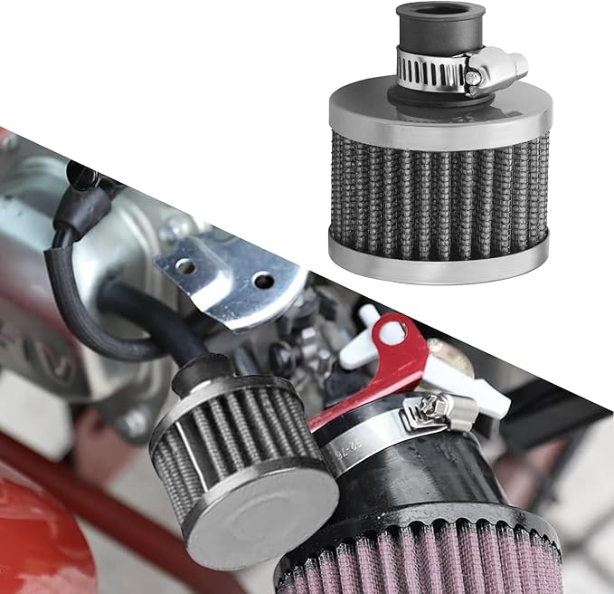 Breather Filter, Air Filter Valve Cover Breather, 12mm Mini Air Filter Vent Crankcase Breather, Air Filter Cold Air Intake Filter Breather, Car Accessories Universal for Car, Motorcycle