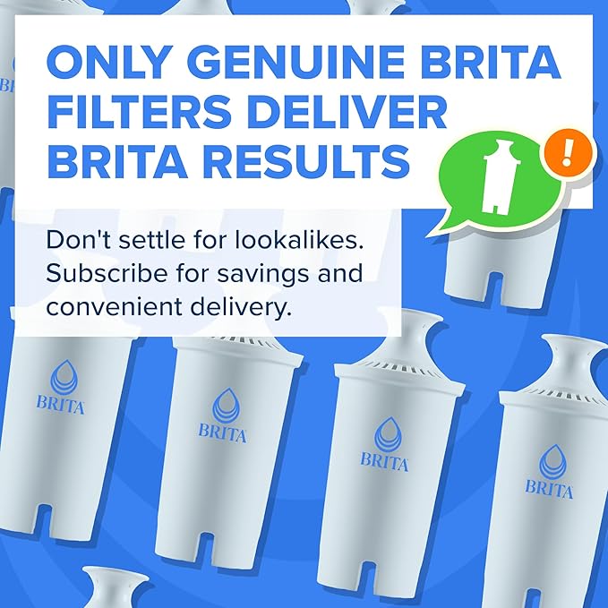 Brita Plus Water Filter, BPA-Free, High-Density Replacement Filter for Pitchers and Dispensers, Reduces 2x Contaminants*, Lasts Two Months or 40 Gallons, Includes 6 Filters