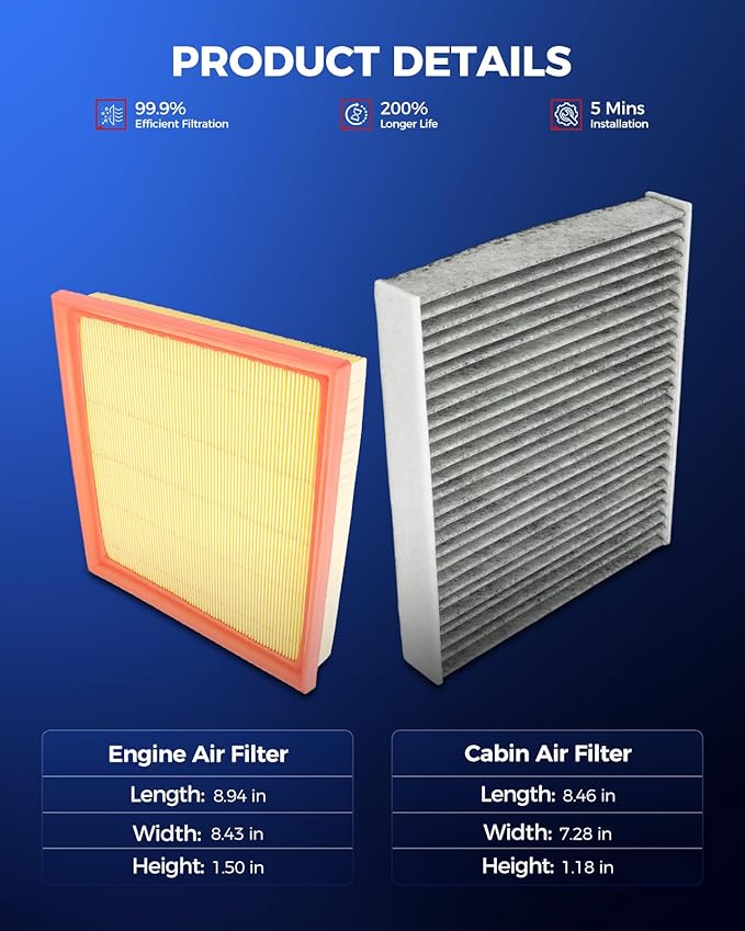 KAX Engine & Cabin Air Filter Kit, Replacement for Subaru Outback 2020-2025, Crosstrek 2018-2023, Ascent 2019-2025, Impreza 2017-2023, Legacy 2020-2025, Replace# CF12436 CA12295