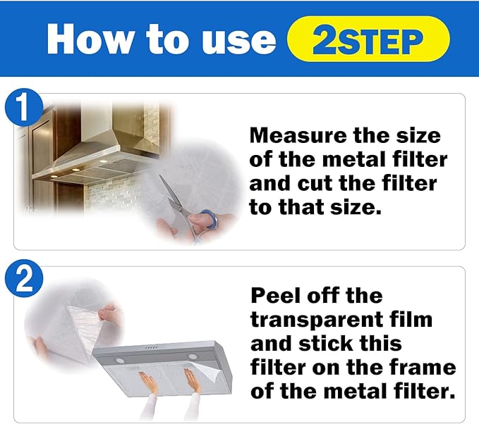 Easy Apply Range Hood Filter - Universal Size (141inches), Peel & Stick, Replaceable, FILTAN, Made in Japan
