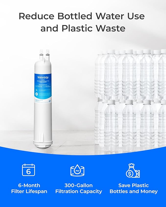 Waterdrop EDR3RXD1 Replacement for Everydrop® Filter 3, 4396841, 4396710, Kenmore® 46-9083, 46-9030, WD-F08 Refrigerator Water Filter, 3 Filters