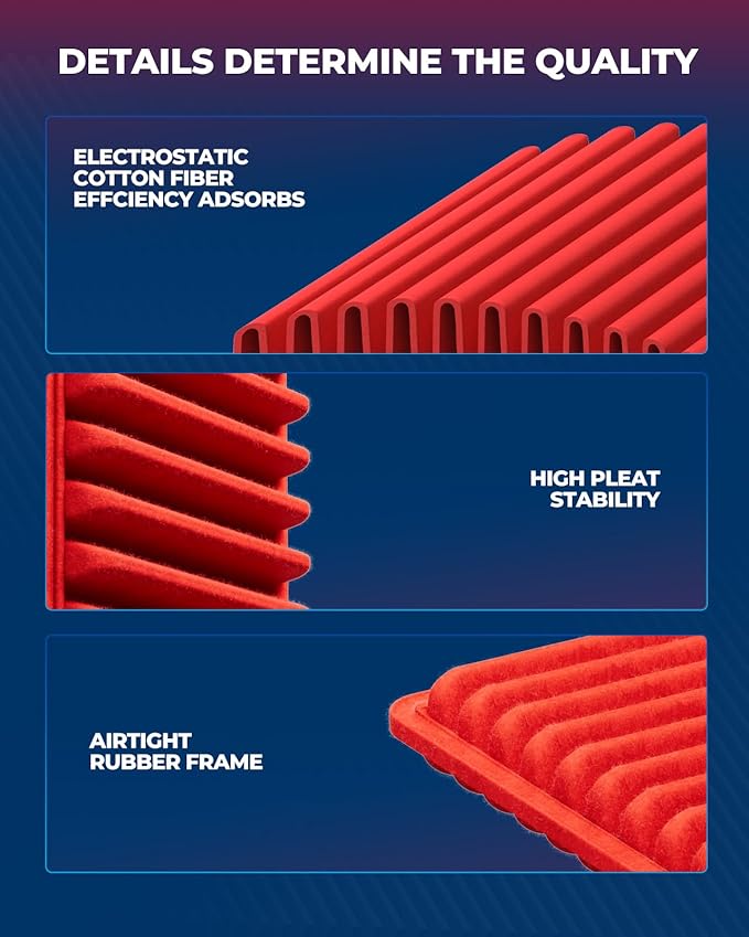 KAX Premium Engine Air Filter, CA10169 Replacement for Toyota Camry 2007-2011, Corolla 2009-2012, Avalon 2005-2012, Matrix 2009-2013, RAV4 2006-2012, Venza 2009-2015, ES350, Vibe, tC